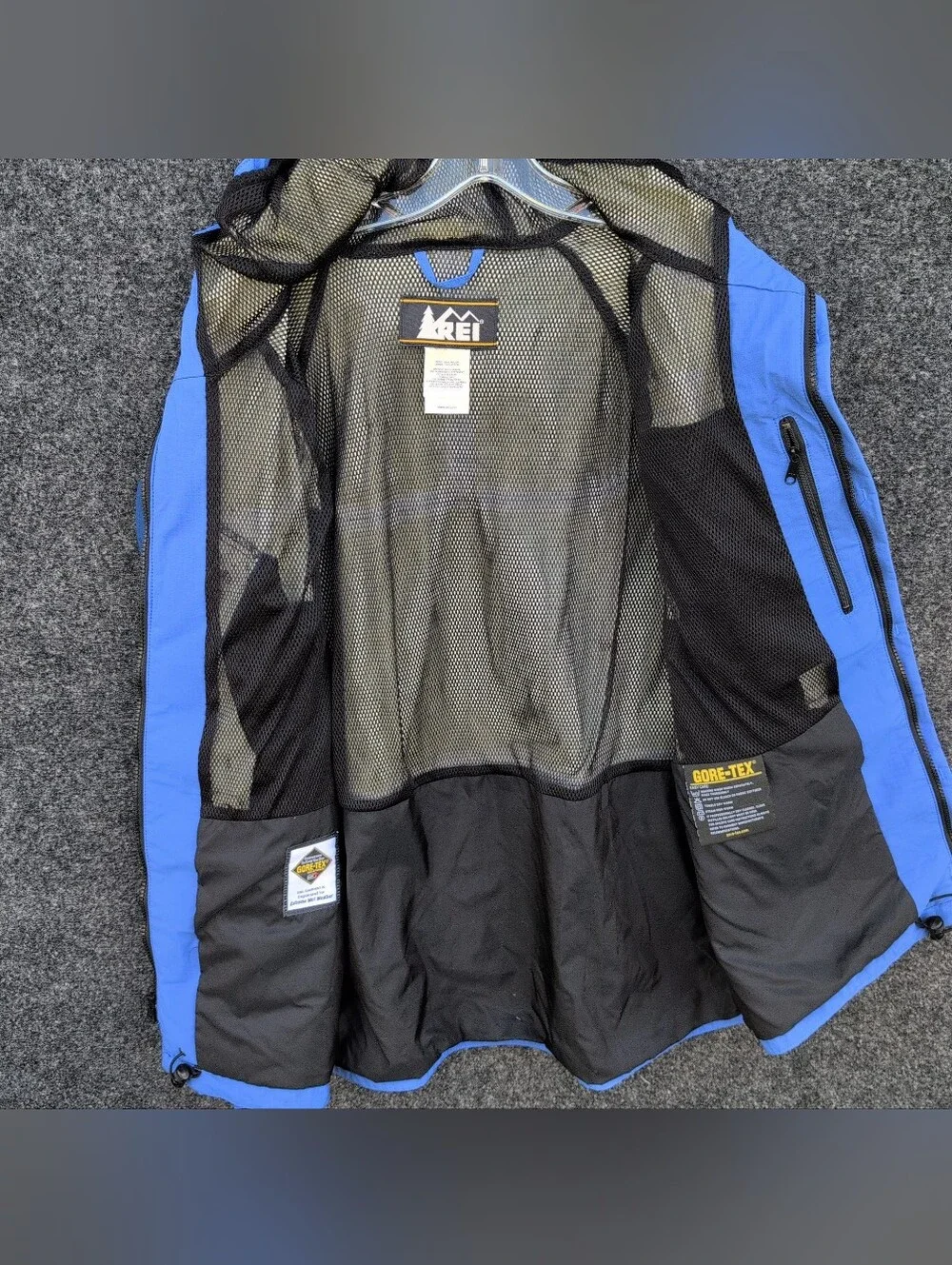 REI Goretex XCR Jacket Mens Large Blue Fly Fishing Wading Shell 90s Waterproof